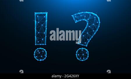 Illustrazione vettoriale poligonale del punto interrogativo e del punto esclamativo. Foto Stock