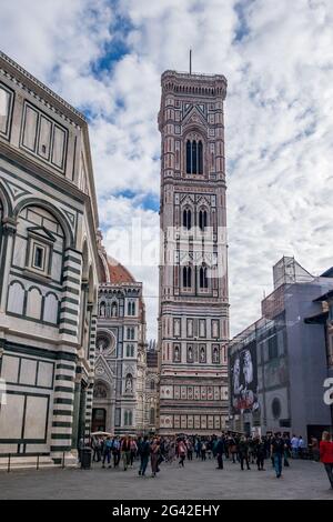 Firenze, Toscana/Italia - 19 Ottobre : Vista della cattedrale di Santa Maria belfry in Firenze il 19 ottobre 2019. Persone non identificate Foto Stock