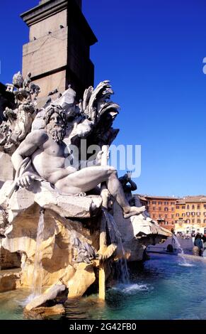 ITALIA, LAZIO, ROMA, FONTANA DI PIAZZA NAVONA Foto Stock