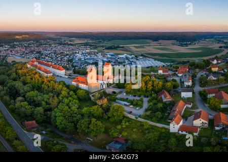 Castello di Hirschberg al tramonto, Beilngries, Eichstaett, alta Baviera, Baviera, Germania, Europa Foto Stock