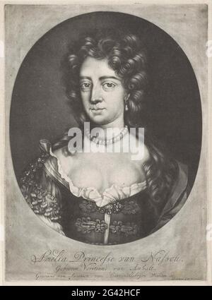 Ritratto di Henriëtte Amalia da Anhalt-Dessau. Ritratto di Henriëtte Amalia da Anhalt-Dessau in un ovale. Nel undermaster il suo nome e titoli. Foto Stock