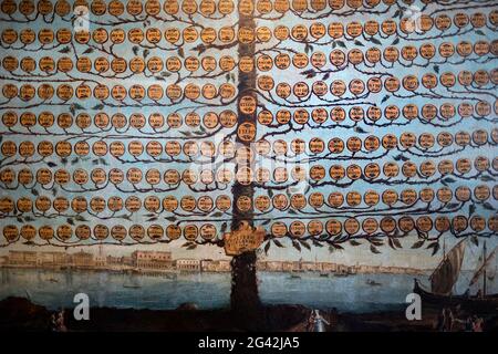 Dipinto dall'albero di famiglia dei Dogaten Foscari nel Palazzo Ducale, Palazzo Ducale, San Marco, Venezia, Veneto, Italia, Europa Foto Stock