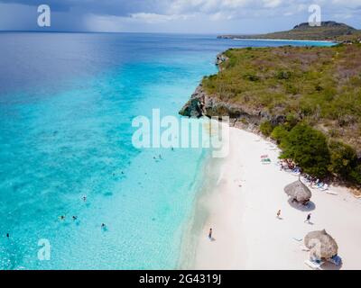 Spiaggia di CAS Abou sull'isola caraibica di Curacao, Playa CAS Abou nel Caribe di Curacao Foto Stock