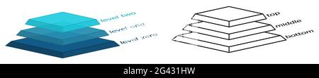Piramide composta da 3 strati spessi, colore / versione in bianco e nero Illustrazione Vettoriale