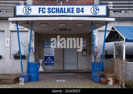 Tristess presso i locali chiusi del FC Schlake 04, Schalke, distretto di Gelsenkirchen, Germania Foto Stock