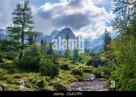 Sulla strada per Seebensee, Ehrwald, Tirolo, Austria, Europa Foto Stock