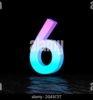 Font ciano magenta numero 6 SEI 3D Foto Stock