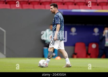 Brasilia, Brasile. 18 Giugno 2021. Partita tra, Argentina x Uruguay valida per il secondo round Copa America Brasile 2021, tenutosi al Estádio Nacional De Brasília Mané Garrincha, venerdì 18. Nella foto, giocatore messi Argentina. (Foto: Francisco Stuckert/Fotoarena) Credit: Foto Arena LTDA/Alamy Live News Foto Stock