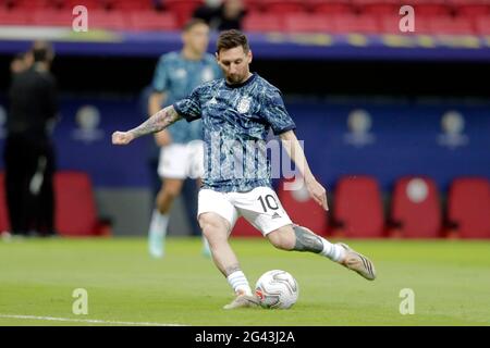 Brasilia, Brasile. 18 Giugno 2021. Partita tra, Argentina x Uruguay valida per il secondo round Copa America Brasile 2021, tenutosi al Estádio Nacional De Brasília Mané Garrincha, venerdì 18. Nella foto, giocatore messi Argentin (Photo: Francisco Stuckert/Fotoarena) Credit: Foto Arena LTDA/Alamy Live News Foto Stock