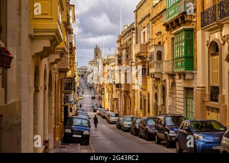 Passeggia attraverso la Valletta, Malta, il Mediterraneo, l'Europa Foto Stock