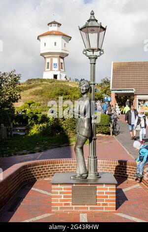 Monumento Lale Andersen (di Eva Recker), torre d'acqua, Langeoog, Frisia orientale, bassa Sassonia, Germania Foto Stock