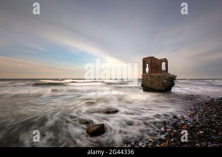 Casa di vecchio livello a Capo Arkona, Ruegen, Mar Baltico, Meclemburgo-Pomerania occidentale, Germania Foto Stock