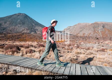 Tramping su Tongariro Foto Stock