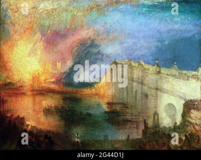 Joseph Mallord William Turner - l'incendio delle Case dei Signori e dei Comuni Ottobre 16 1834 Foto Stock