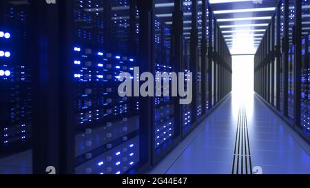 Rack computer per data center in Network Security Server Room Cryptocurrency Attività minerarie Foto Stock