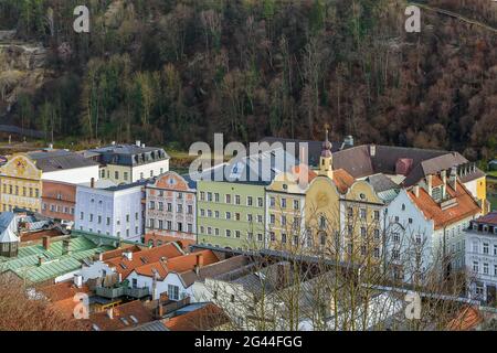 Vista su Burghausen, Germania Foto Stock