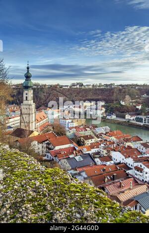 Vista su Burghausen, Germania Foto Stock