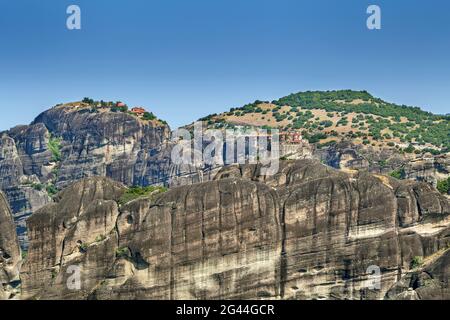 Monastero di Varlaam e Grande Meteoron a Meteora, Grecia Foto Stock