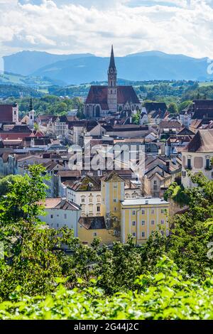 Vista della città di Steyr, Austria superiore, Austria Foto Stock