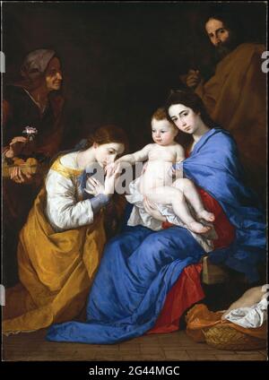 Jusepe De Ribera - la Sacra Famiglia con i Santi Anna e Caterina d'Alessandria Foto Stock