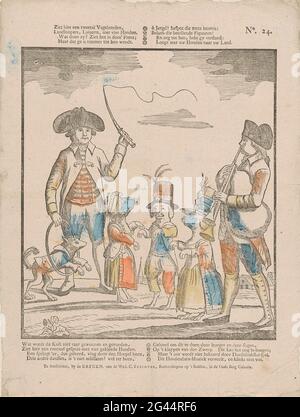 Vedere due vagabonds qui, / terra corridori, bugie, con quattro cani [(...)]. Foglia con una grande rappresentazione di due uomini con quattro cani. I cani fanno trucchi e indossare abiti. Sotto l'immagine una otto righe fresca in due colonne. Numerato in alto a destra: N. 24. Foto Stock