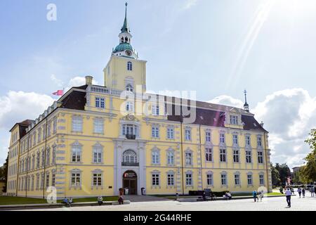 Castello di Oldenburg in controluce, Museo di Stato, Oldenburg, Frisia orientale, bassa Sassonia, Germania Foto Stock