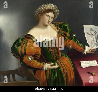 Lorenzo Lotto - Ritratto di una donna ispirata a Lucretia Foto Stock