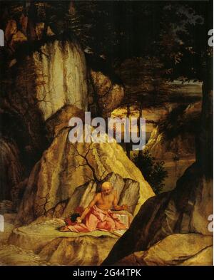 Lorenzo Lotto - San Girolamo meditando il deserto 1506 Foto Stock