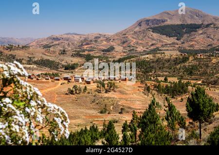 Soavinandriana villaggio nelle alture del Madagascar, Africa Foto Stock