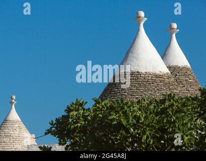 SUD ITALIA, PUGLIA. MARTINA FRANCA, LE CASE TRADIZIONALI DI TRULLI Foto Stock