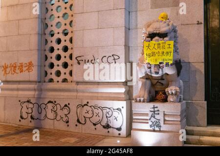 I graffiti al raduno popolare per la difesa delle loro libertà e dei loro diritti Foto Stock