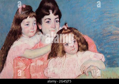 Mary Cassatt (1843-1826) - Ritratto Madame F Aude le sue due Figlie 1899 Foto Stock