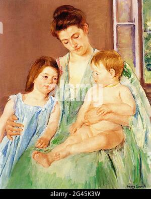 Maria Cassatt (1843-1826) - giovane Madre due figli 1905 Foto Stock