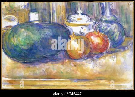 Paul CÃ©zanne - Still Life with a Watermelon and melogranates Foto Stock