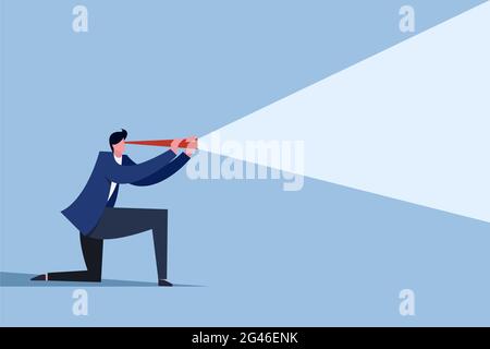 Dirigente d'affari che guarda attraverso un telescopio Illustrazione Vettoriale
