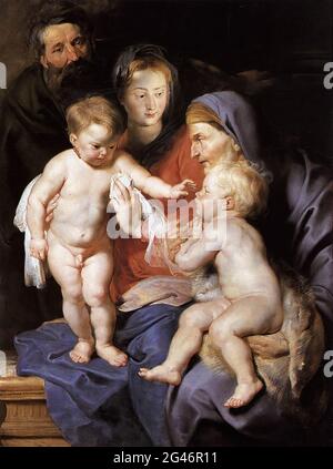 Pietro Paolo Rubens - Santa Famiglia Santi Elisabetta Giovanni Battista 1614 Foto Stock