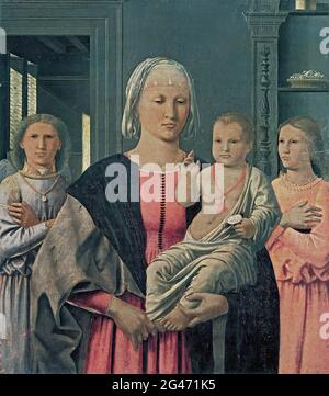 Piero della Francesca - Madonn Senigalli con Bambino due Angeli C 1470 Foto Stock