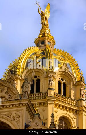 Castello di Schwerin cupola parlamento Stato parlamento Meclemburgo-Pomerania occidentale tetto arcangelo Michae Foto Stock