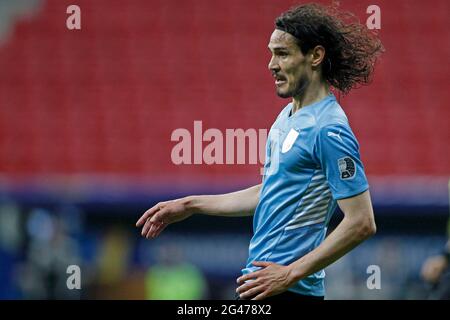 Brasilia, Brasile. 19 giugno 2021. 18 giugno 2021; stadio Mane Garrincha, Brasilia, Distrito Federal, Brasile; Copa America, Argentina contro Uruguay; Edinson Cavani dell'Uruguay Credit: Action Plus Sports Images/Alamy Live News Foto Stock