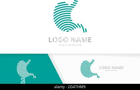 Design moderno con logo a stomaco. Modello di logotipo dello stomaco per la salute. Illustrazione Vettoriale
