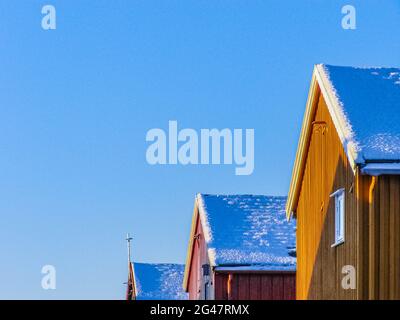 Tetti innevati a Bodø, Norvegia. Foto Stock