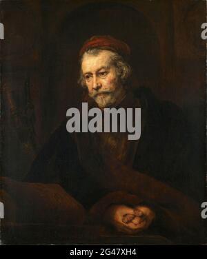 Rembrandt Harmenszoon Van Rijn - un uomo anziano come San Paolo Foto Stock