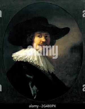 Rembrandt Harmenszoon Van Rijn - Ritratto di un uomo in un cappello a brimmetto Foto Stock