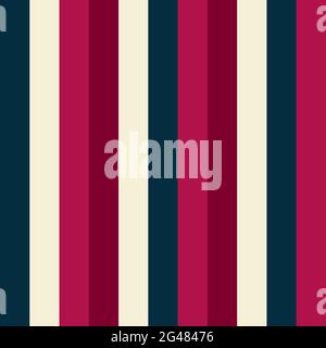 Schema a strisce vettoriali senza giunture. Ornamento a strisce colorate. Linee verticali rosa, blu, rosso, grigio. Elegante illustrazione a contrasto per le vacanze, il wallpap Illustrazione Vettoriale