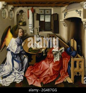 Robert Campin - Trittico con l'Annunciazione, conosciuto come il raccolto di pala d'altare Merode Foto Stock