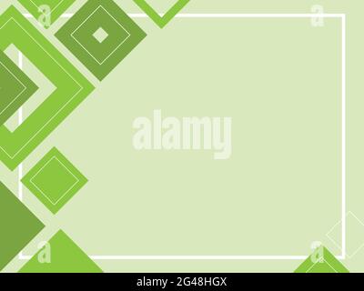 Sfondo geometrico astratto fatto da triangoli e quadrati. Motivo verde fatto da forme, modello con spazio di copia, colori verde e bianco Illustrazione Vettoriale