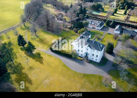 Residenza di lusso in campagna vista aerea Scozia Foto Stock