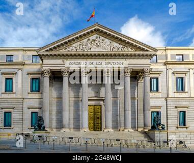 Congresso dei deputati di Spagna a Carrera di San Jeronimo a Madrid Foto Stock