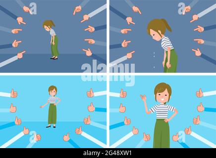 Un insieme di donne di moda casual da valutare.IT è vettore arte così facile da modificare. Illustrazione Vettoriale