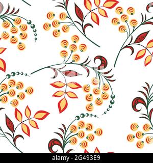 Illustrazione vettoriale motivo senza giunture - fiori da giardino e foglie di piante su sfondo bianco isolato. Illustrazione vettoriale Illustrazione Vettoriale